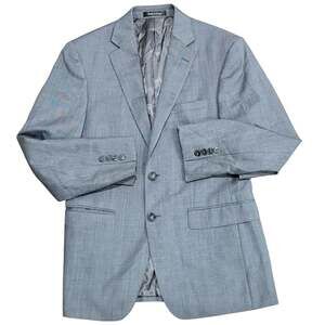 Calvin Klein Macy's Men's Gray Textured Two-Button Suit Jacket Blazer Sz 42